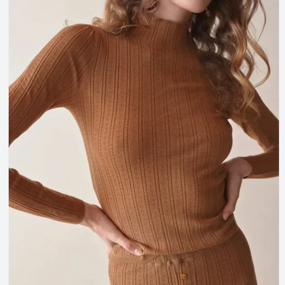 Doen Oslo Turtleneck Toasted Pecan Size Large - Picture 1 of 10